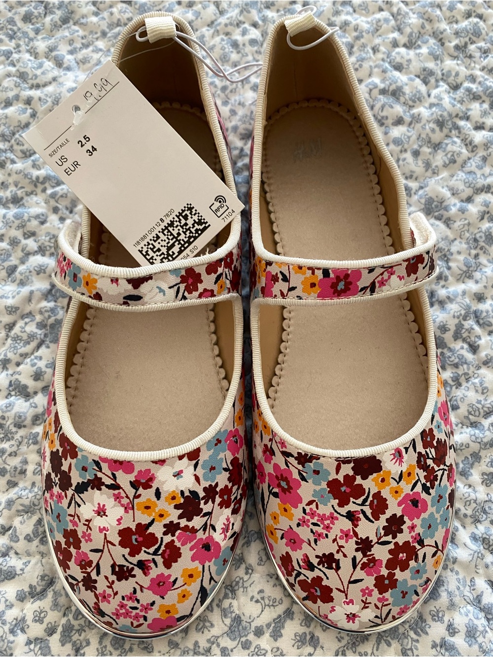 Girls Floral Mary Jane Flats - Multicolor